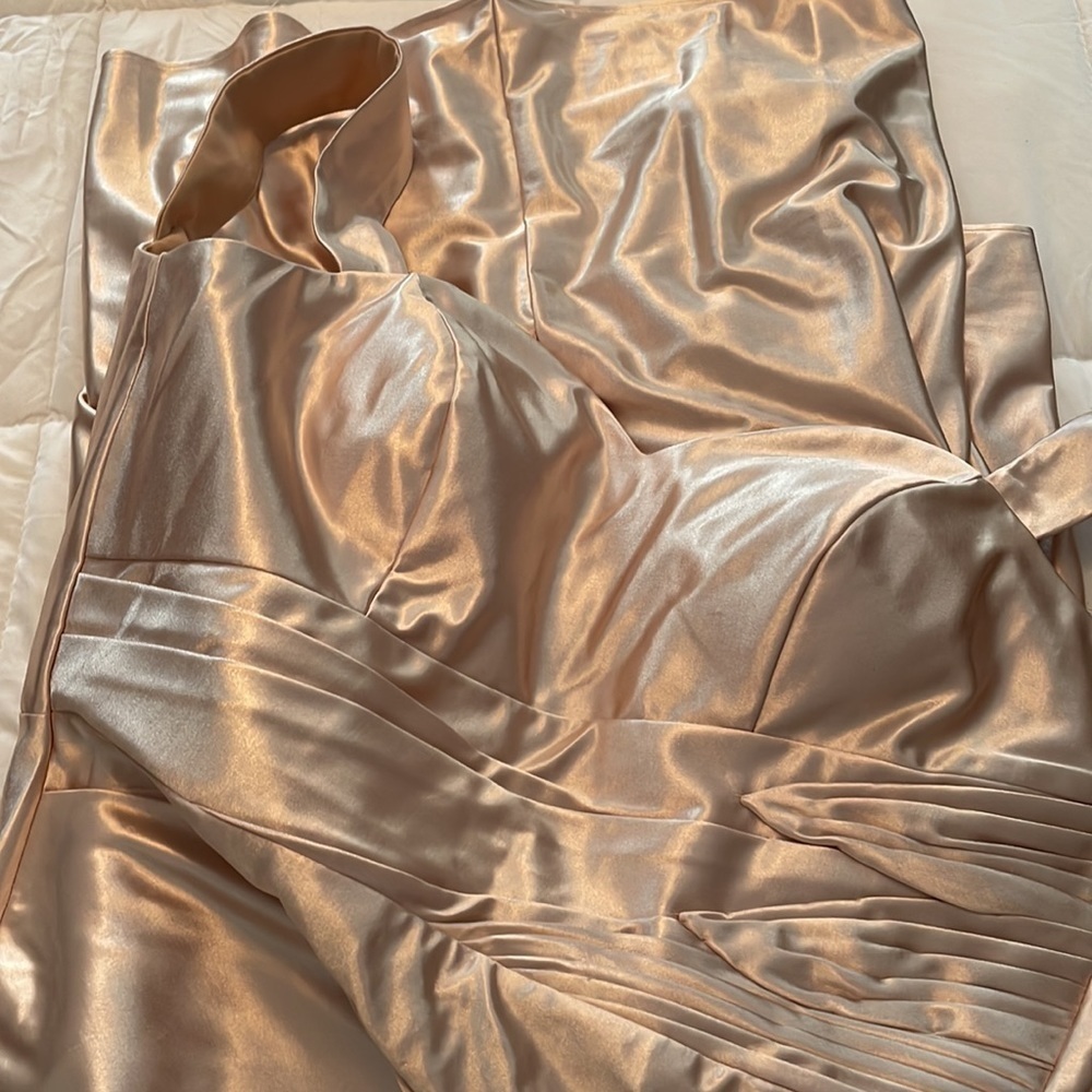 Prom/Bridesmaid Dress Off-the-Shoulder Ruched Sleeveless Sweep/Brush Train Dress - Picture 9 of 11